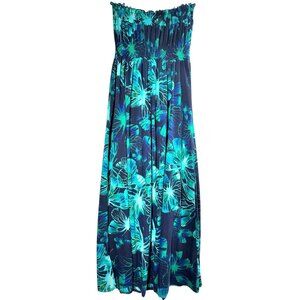 Pure Energy Strapless Bohemian Maxi Dress With Ruffle Top & Elastic Waist